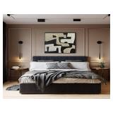 $140 zoinart Black Framed Wall Art, Wabi-sabi Black & White Textured, Modern Abstract Painting 24x36