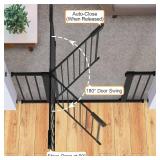 Cumbor 36" Extra Tall Baby Gate for Dogs & Kids, 29.7"-46" Width, 2-Way Door, Auto-Close, Black