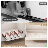 Pull-Out Cabinet Organizer, Expandable 23-31 in, 5 Rails, Roll-Out Drawers, White