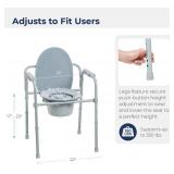 Drive Medical Folding Steel Commode Chair - 3-in-1 Portable Toilet - 350 lb - 7.5 qt - Grey