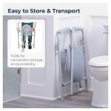 Drive Medical Folding Steel Commode Chair - 3-in-1 Portable Toilet - 350 lb - 7.5 qt - Grey