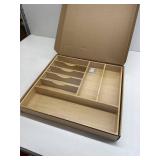 Umilife Kitchen Drawer Organizer, 19x20 Silverware Utensils Organizer, 2.5" High, Bamboo Tray