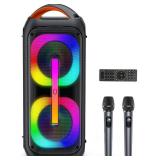 $170 Karaoke Machine with 2 Wireless Mics, 60W Subwoofer & 400W Peak Bluetooth Party Speaker