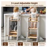 COSYLAND Toddler Standing Tower, Adjustable Height, No Wide Back Panel - 3-Level Wooden Stool