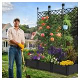 Garvee 3-Pcs Raised Garden Bed with Trellis, 48 x 63 in Planter Box for Climbing Plants