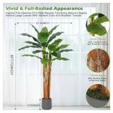 Garvee 6ft Artificial Banana Tree with Grey Planter and 11 Faux Leaves - Home & Office Decor