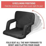 PICNIC TIME Ventura Portable Reclining Stadium Seat with Back Support, Foldable Bleacher Chair
