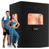 $220 X-Vcak 2-Person Portable Steam Sauna Tent with 2 Steamers, 2 Folding Chairs, 71x49x36, Black