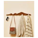 Wood Coat Hooks Wall Mount with 8 Gold Brass Hooks for Entryway, Bathroom, Bedroom