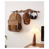 Wood Coat Hooks Wall Mount with 8 Gold Brass Hooks for Entryway, Bathroom, Bedroom