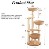 $258 Indoor Big Cat Tree Tower, Wood Cat Tower with Sisal Scratching Posts and Staircase, Condo