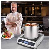 $169 Commercial Induction Cooktop, Portable Countertop Burner with Sensor Touch & LCD, 3500W/220V