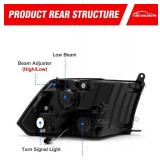 Dodge Ram Headlight Assembly 2009-2018, Black Housing, Amber Reflector, Driver & Passenger Sides