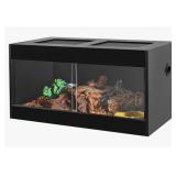 Reptile Terrarium Tank 28 Gal Front-Opening Cage with Metal Mesh, Lockable Dragon Enclosure