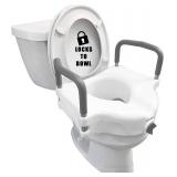Carex E-Z Lock Raised Toilet Seat with Handles, 5-Inch Riser, Fits Most Toilets, White