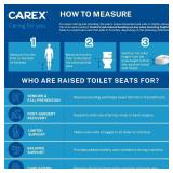 Carex E-Z Lock Raised Toilet Seat with Handles, 5-Inch Riser, Fits Most Toilets, White