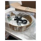 hesoge Boho Rattan Ceiling Light Rustic Black Semi-Flush Mount 24in Woven Chandelier