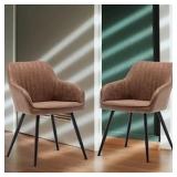 $275 Dining Chairs Set of 2, Faux Leather Accent Arm Chairs for Living Room with Metal Legs
