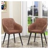 $275 Dining Chairs Set of 2, Faux Leather Accent Arm Chairs for Living Room with Metal Legs
