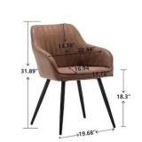 $275 Dining Chairs Set of 2, Faux Leather Accent Arm Chairs for Living Room with Metal Legs