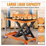 $238 Garvee Scissor Lift Table, 330 lb, 28.5 in. Lifting Height, Hydraulic Cart with Locking Wheels