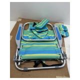 Backpack Beach Chair, Heavy-Duty Portable Lay-Flat Folding Chair, 5-Position Aluminum, 300 lbs