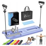 Pilates Board Foldable Reformer with Resistance Bands, Bar & Travel Bag   15-in-1 Ab Training