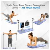 Pilates Board Foldable Reformer with Resistance Bands, Bar & Travel Bag   15-in-1 Ab Training