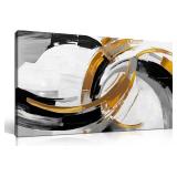 AUUZAIUA Large Abstract Canvas Wall Art Black White & Gold Minimalist Line Artwork 20x40