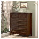 $488 Drawer Chest Solid Wood MDF Dresser with Retro Round Handle for Dining Living Kitchen Corridor