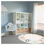 Topotdor Rainbow Round Kids Play Rug Alphabet Nursery Area Rug 63 inch Multi Color