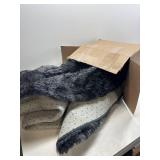 Shaggy Area Rugs, Tie-Dye Black/Gray Plush, Non-Slip, Nursery & Living Room Rug