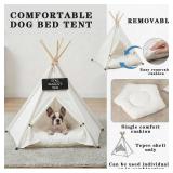 Cozy Indoor Cat Teepee Bed: Pet Tent with Plush Pad, Cat/Dog Tent & Dog House (White, S)