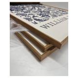 $120 Framed William Morris Wall Art Set of 3 - Vintage Blue Botanical Floral Canvas, 30x60