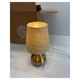 12.2" Mini Table Lamp with Rattan Shade - Kitchen, Bedroom, Living Room, Office (Gold-Crodless)