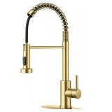 FORIOUS Gold Kitchen Faucet with Pull Down Sprayer, Stainless Steel, Single Handle