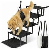 VERALUX Dog Stairs for Large Dogs - 5 Step Foldable, 200lb Capacity, Non-Slip Rug Steps