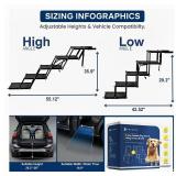 VERALUX Dog Stairs for Large Dogs - 5 Step Foldable, 200lb Capacity, Non-Slip Rug Steps