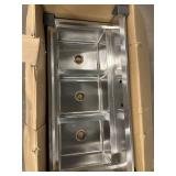 $1430 GARVEE Stainless Steel Utility Sink - Freestanding 3-Compartment Prep Sink, Without Faucet