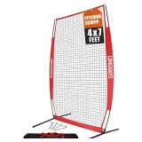 Portable Baseball/Softball Pitching Screen, 4x7FT Pitcher Protection Net with Carry Bag & Stakes