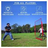 Portable Baseball/Softball Pitching Screen, 4x7FT Pitcher Protection Net with Carry Bag & Stakes