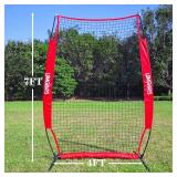 Portable Baseball/Softball Pitching Screen, 4x7FT Pitcher Protection Net with Carry Bag & Stakes
