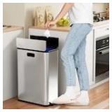 $197 Garvee 15 Gallon Dual Compartment Step Trash Stainless Steel Recycling Bin with Butterfly Soft-Close