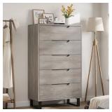 $170 Garvee 5-Drawer Wooden Tall Dresser, Anti-Tip Closet Organizer, Adjustable-Leg Chests, Grey