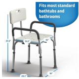 Medline Shower Chair with Arms and Back, 16-21 in Seat Height, 13.5 in Seat, 350-lb Capacity