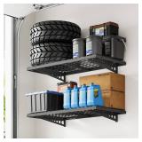 FLEXIMOUNTS 2 Pack 2x4ft Garage Storage Bike Wall Shelving Rack, 24x48 in, 660lbs, Black