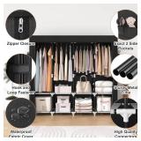 VTRIN Portable Closet 67-Inch Wide, Freestanding Wardrobe with Cover, 4 Shelves & 4 Rods, Black