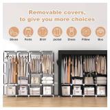 VTRIN Portable Closet 67-Inch Wide, Freestanding Wardrobe with Cover, 4 Shelves & 4 Rods, Black