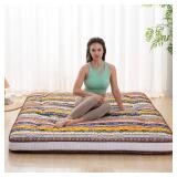 Dr.Futon Japanese Floor Futon Mattress, Extra Thick Folding Roll-Up Bed Topper for Guest Lounger