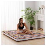 Dr.Futon Japanese Floor Futon Mattress, Extra Thick Folding Roll-Up Bed Topper for Guest Lounger